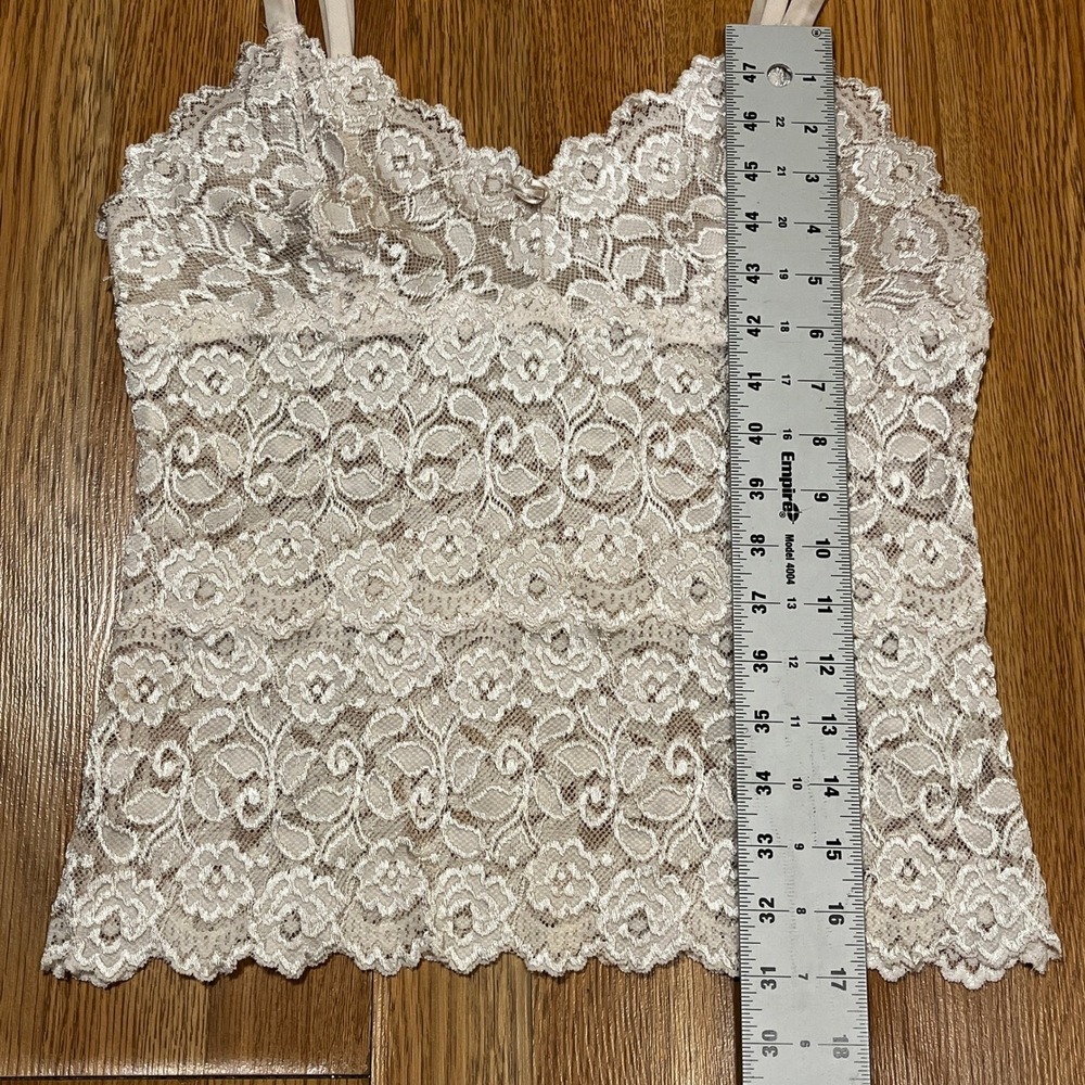Cabernet Floral Lace Camisole Top Beige Champagne Size L Coquette Fairycore - Picture 5 of 7